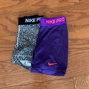 Two nike pro shorts